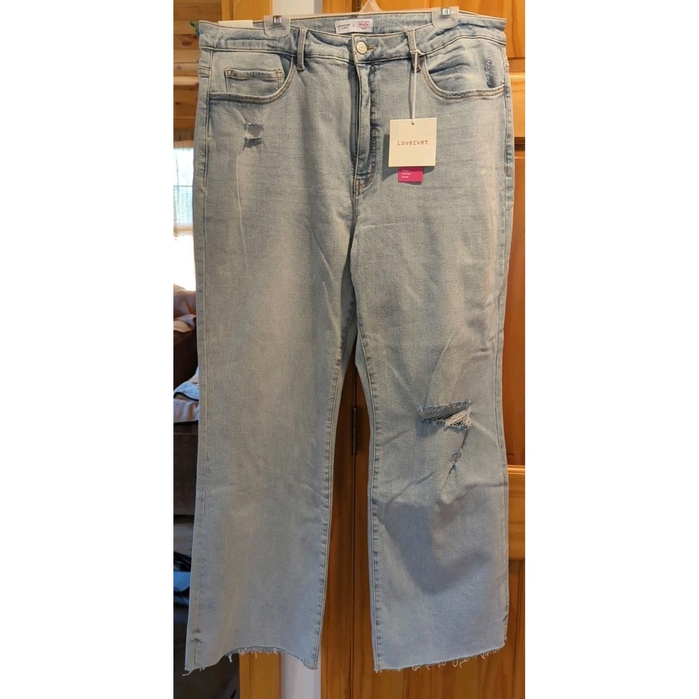 NWT Lovervet Jeans 22 W Tummy Control 90s Vintage Raw Hem‎ Distressed Moco